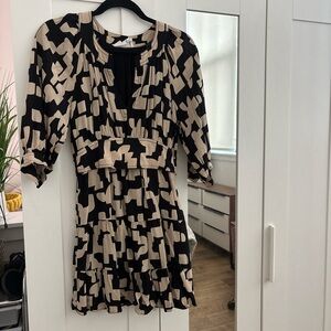 ba&sh Black and Tan Geometric Mini Dress